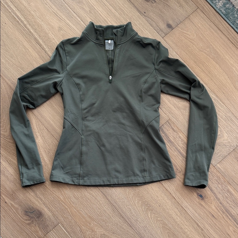 Olive Green Women's Quarter-Zip Top